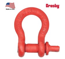Crosby S-209 5/16" Anchor Shackle w/Alloy Screw Pin 1650 lbs WLL, 1018400, Red