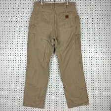 Carhartt Carpenter Pants 33x33 B151-DKH Loose Brown Distressed Faded Work Wear