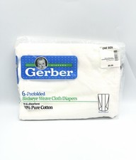 Vintage GERBER 6 Pre-Folded Birdseye Weave Cloth 100 Cotton Diapers NOS 90's