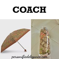 NEW Coach Signature Floral Print Khaki Multi UV Protection Mini Umbrella 78