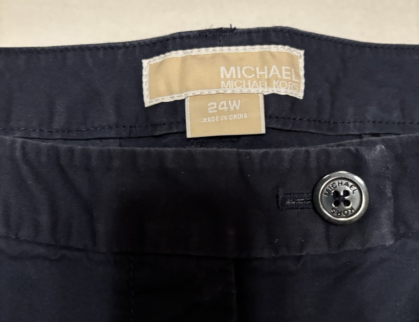 Michael Kors Women's Navy Blue Plus 24W Flat Front Zip Pocket Pants thumbnail 4