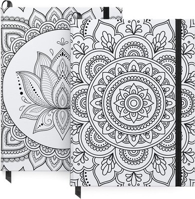 ARTEZA Pocket Notizbücher, Hardcover Notizbuch Mandala 2er-Set, 15,2 x 20,3 cm, 