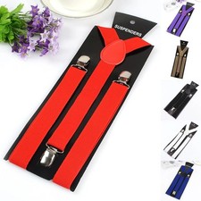 Men's 3 Clip Suspenders Adjustable Elastic Braces 100cm Trouser Braces 