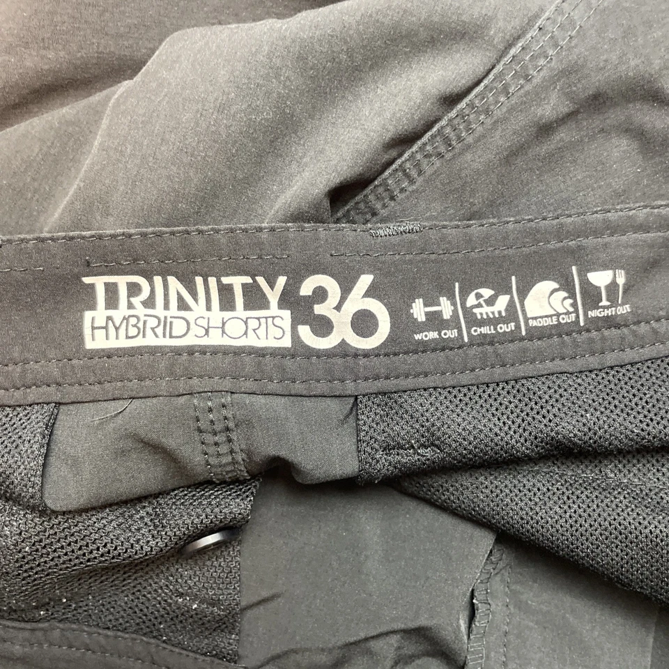 Pantalones Cortos Híbridos Trinity Riptide Para Hombre 36 Negros 10" Entrepierna Elastizados Entrenamiento Exterior Foto 3 de 4