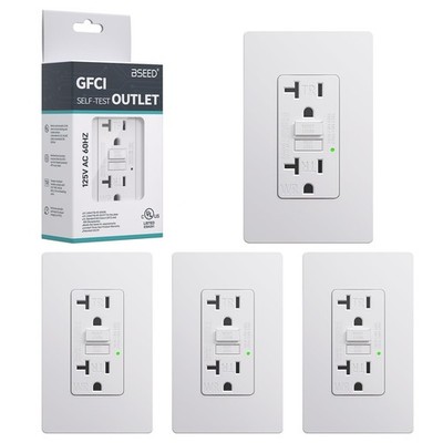 BSEED GFCI Outlet 20 Amp, 4 Pack Self-Test GFI Electrical Outlet with LED Ind...