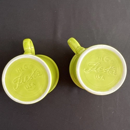 Fiestaware HLC Lime Green / Chartreuse Mugs 2 Mugs Nice Vintage Item