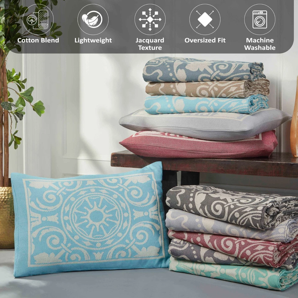 Juego de colcha medallón tradicional jacquard mezcla de algodón ligero Adalie Foto 3 de 3