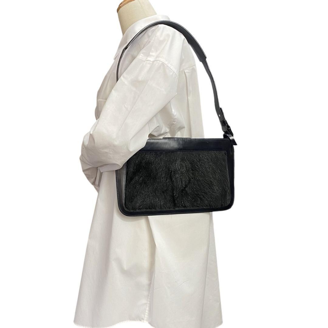 Celine pony leather one-shoulder bag in black with fur 16 Celine pony leather one-shoulder bag in black with fur 16
