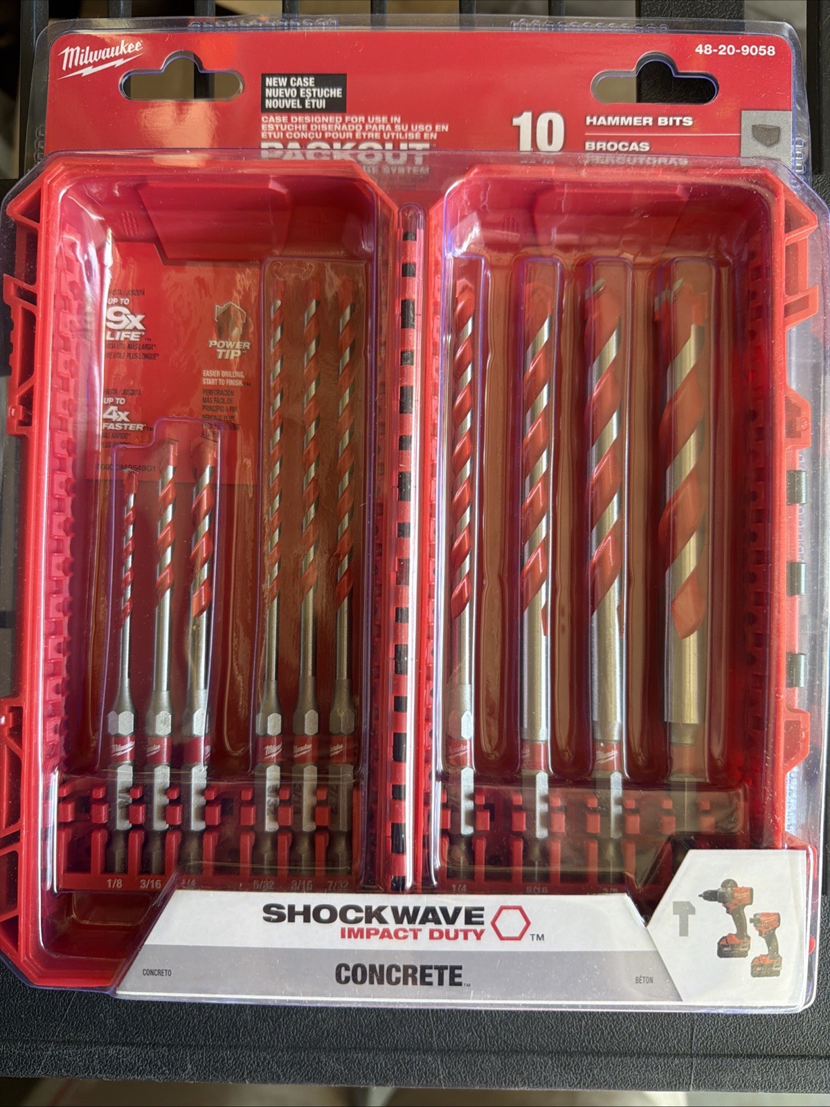 Milwaukee Tool 48-20-9058 10 Pc. Shockwave Impact Duty Carbide Hammer Drill Bit