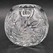 Cut Crystal Rose Bowl Vase with Pinwheel and Fan Motif — listing 5