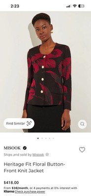 Misook Heritage Fit Floral Button Front Jacket Size L NWT $418