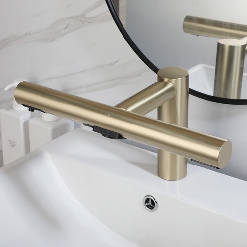 3 In 1 Touch Free Bathroom Sink Gold Faucet Hand Dryer+Soap Dispenser Mixer Tap - Picture 15 of 48
