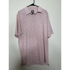 FootJoy Polo Men Sz Lrg Pink School Of Fish Print Performance Stretch Golf Shirt