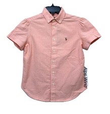 Polo Ralph Lauren Women's Cotton Oxford Short Sleeve Shirt Peach Tree SZ.XS NWT