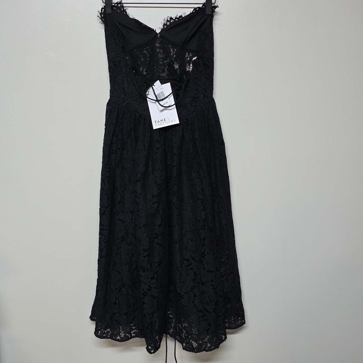 fame and partners black lace dress Fame and Partners Women's Lace Tie Back Dress (2, Black)