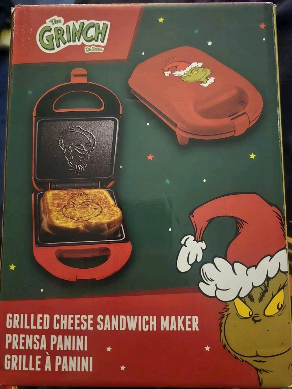 Dr. Seuss The Grinch Grilled Cheese Panini Sandwich Maker Non Stick New in Box