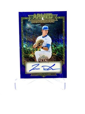 JASON DECARO 2026 Leaf Metal ARMED & DANGEROUS PURPLE SHIMER Prospect Auto M /7