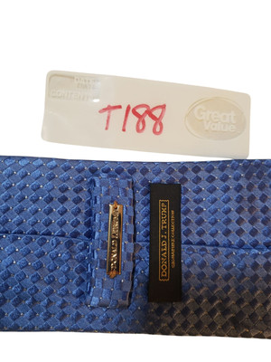 ドナルド Donald J Trump Mens X-Long Tie Designer Luxury Blue Geometric