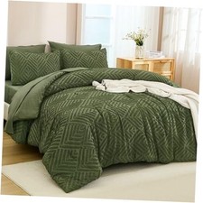 California King Comforter Set - 7 Piece California King 104"x96" Olive Green