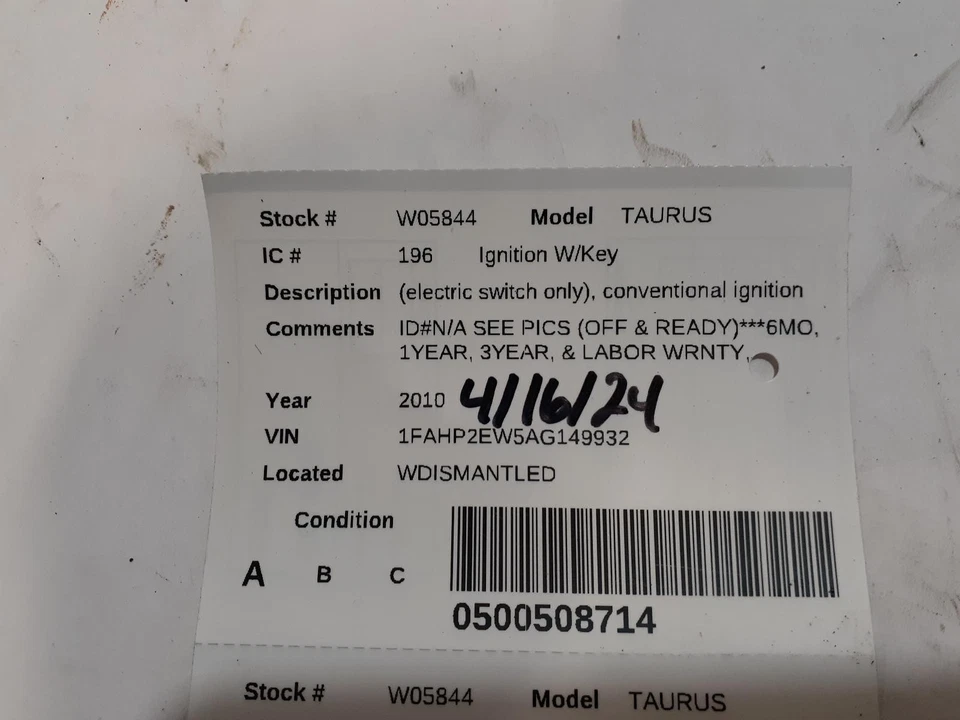 Interruptor de encendido usado se adapta a: Ford Taurus 2010 interruptor eléctrico solo ig convencional Foto 3 de 4