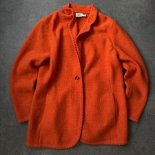 Madeleine 100% Wolle Damen Strick Blazer Gr. 42 / XL Orange Made in Deutschland
