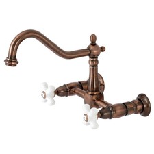 Kingston Brass KS124.PX Heritage 1.8 GPM Widespread Bridge - Copper