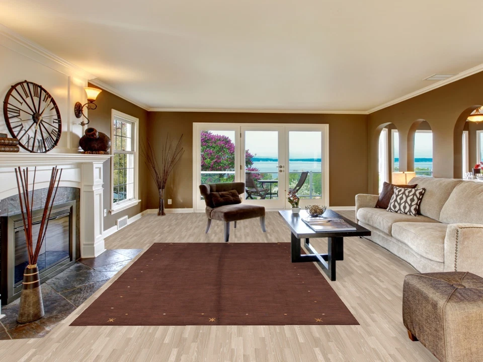 Abstract Nepalese Gabbeh Oriental Hand-Knotted 7'x10' Mocha Brown Wool Area Rug - Image 2 of 4