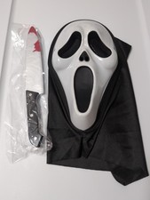 Ghost Face Scream Halloween Mask Plastic With Prop Cosplay Bloody Knife NEW