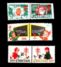 Vintage Christmas Seals Lot of 3 Greeting NTA Lung Association Cinderella Stamps