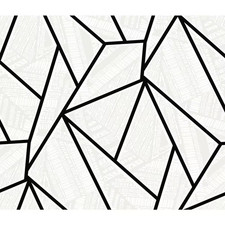 Ebony and Morning Fog Vector Geo Vinyl Peel and Stick Wallpape...