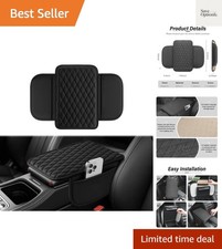 Car Center Console Cover, Upgraded Leather Car Armrest Cushion with 2 Storage...