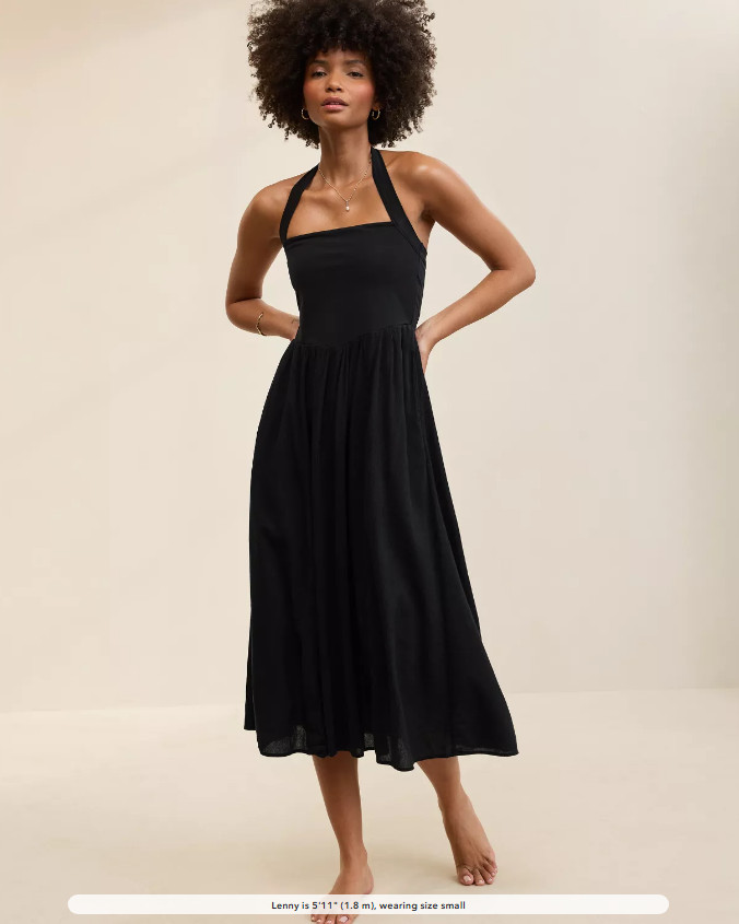 Aerie At The Barre Halter Dress - True Black