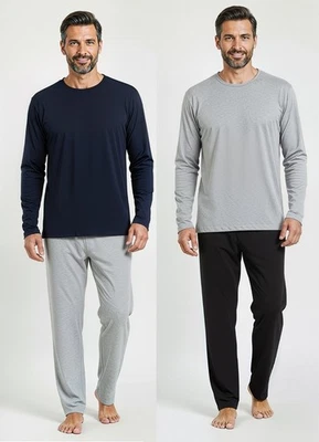 EX UK STORE® Mens Pyjama Sets Hanes Long Sleeve Pyjamas S to 2XL Long PJ Sleep Lounge Sets