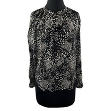 JOIE Black White M Shirt Dress Viscose Acey Leopard Long Sleeve Regular Fit