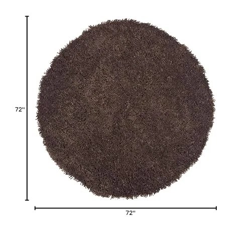Classic Shag Collection 6' Round Chocolate SG240E Handmade 1.75-inch Thick - Image 3 of 4