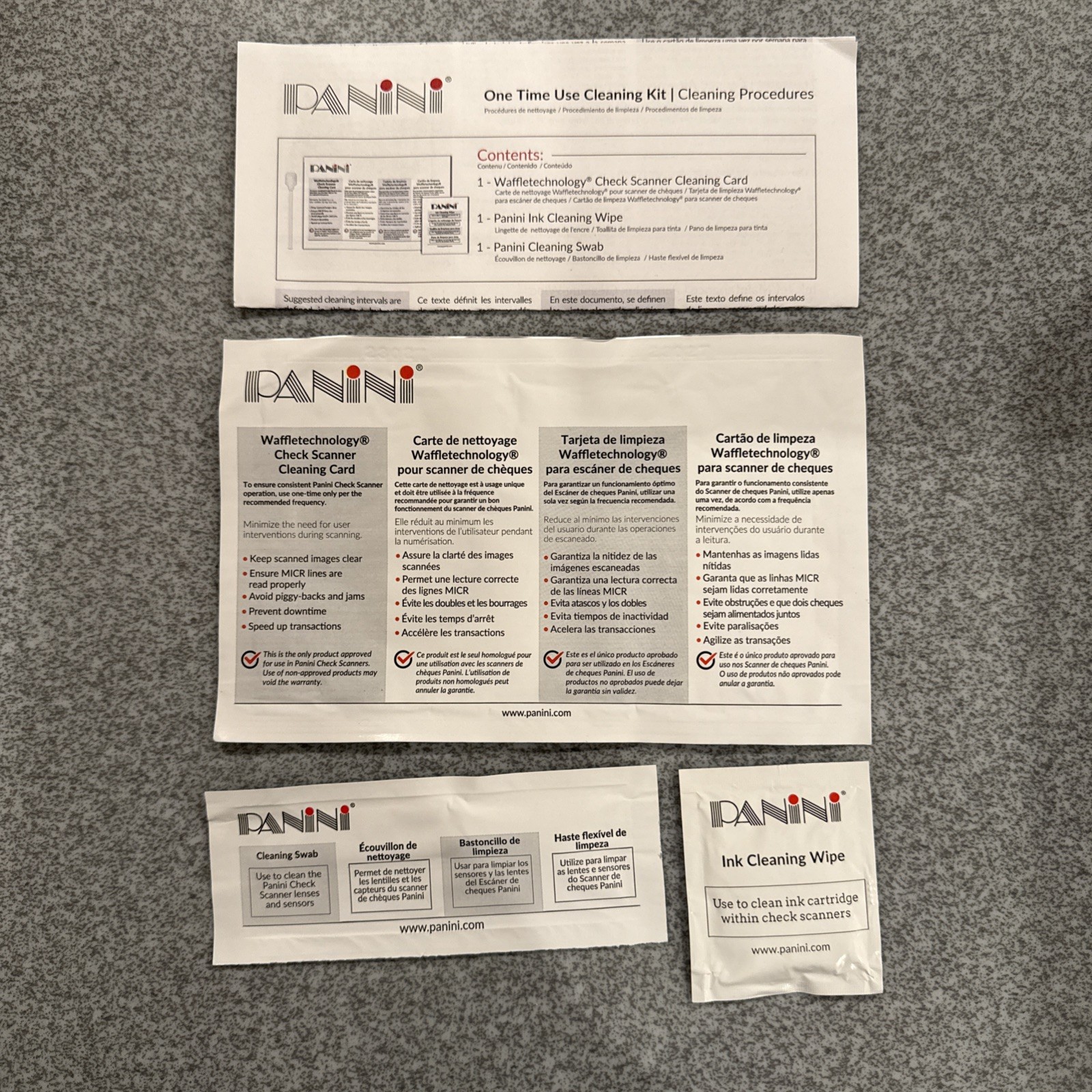 Panini Check Scanner One Time Use Cleaning Kit