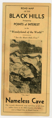 1920s-30s Nameless Cave Black Hills Brochure Foldout Road Map #8H