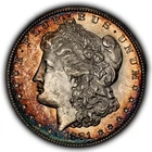1881-S $1 Morgan Silver Dollar - PQ Original Rainbow Toning - BU - SKU-D7438