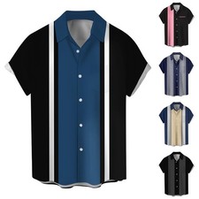 Hawaiian Shirt For Men, Men's Vintage Button Down Bowling Shirts Short Sleeve