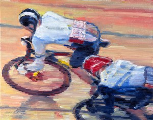 Olympic-Cycling-Figures-oil-painting-Impressionist-Realism-artist-Portrait