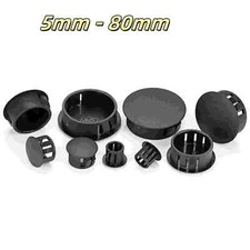 5mm - 80mm Round Plastic Black Blanking End Cap Caps Tube Pipe Inserts Plug Bung