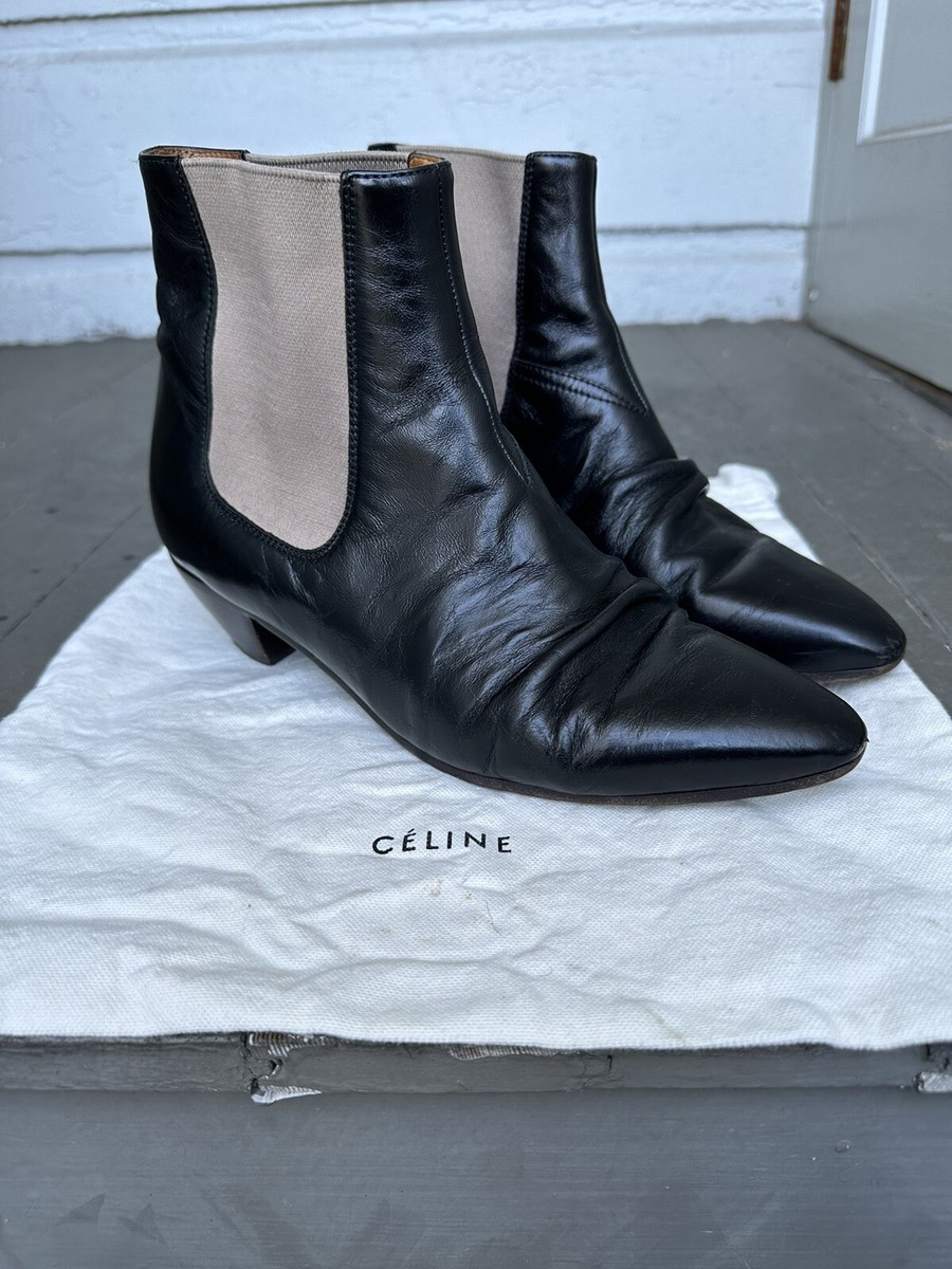 Celine Jacno Chelsea Leather Boots Calfskin Hedi Slimane Size 40
