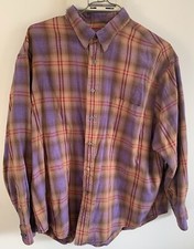 ST. JOHN'S BAY Men's Shirt Long Sleeve Collared Plaid Size XXL Tan/Purple/Red