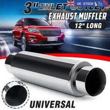 Round Exhaust Silencer Stainless Steel Muffler Body Centre IN OUT  12inch Body