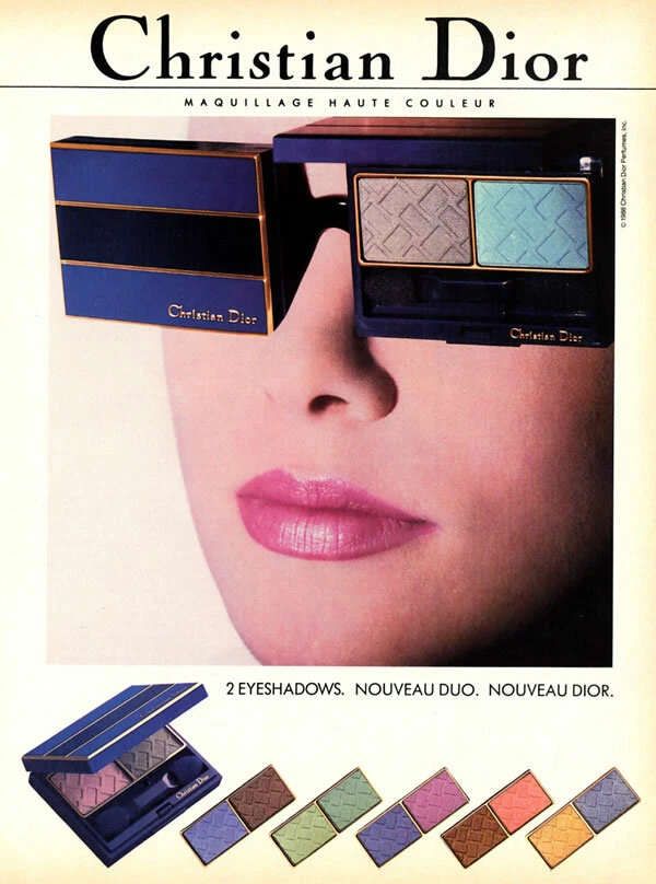 1988 Dior maquillage fards à paupières nouveau duo vintage 1 page MAGAZINE AD