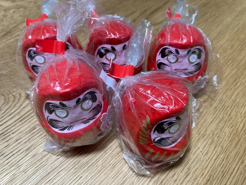 5 Sets Mini Daruma Happy Dharma Tumbling Doll Red 55mm Good Luck MADE IN JAPAN