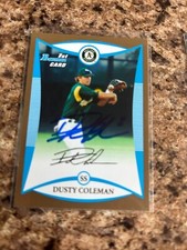 Dusty Coleman Signed 2008 Bowman Draft GOLD Auto Oakland A's Athletics # BDPP46
