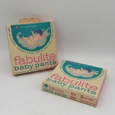Lot of 2 Vintage FABULITE BABY PANTS Small 6-13 lbs WHITE Pull-On #3212 NEW NIB!