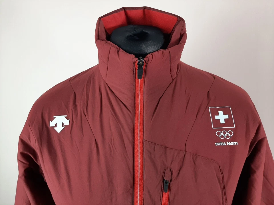 Descente Swiss Olympic Team Jacket Women's Size 46 PyeongChang 2018 Maroon RARE - Image 2 of 4