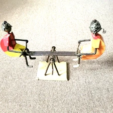 Felguerez Folk Art Metal Boy & Girl Seesaw See-Saw Modernist Sculpture Vintage
